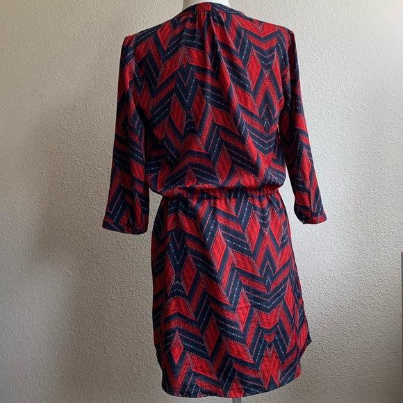 Anthropology Maeve Red and Blue Geo Dress - Picture 4 of 8